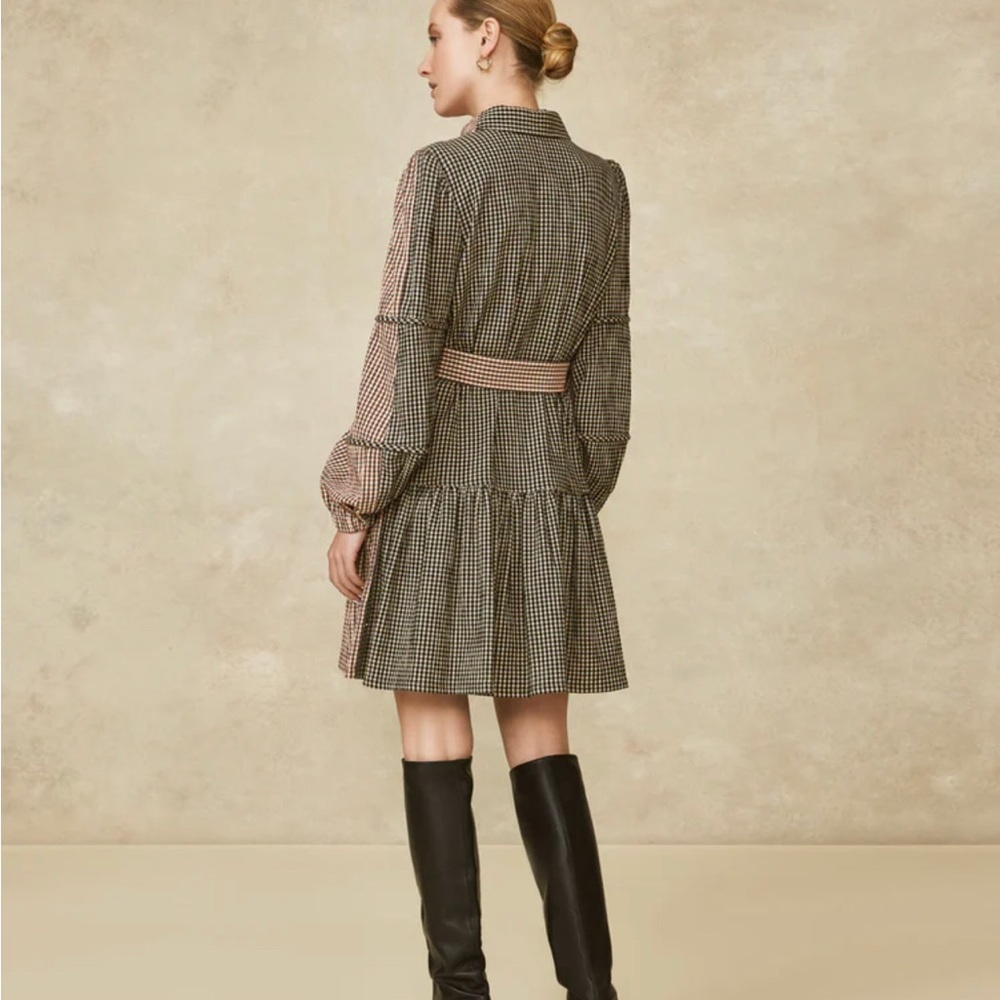 PEARL by Lela Rose Checked Seersucker Shirt Dress size small - Picture 11 of 11